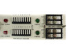 ADC PowerWorx fuse panel far-right detail showing GMT fuse rows 1-10 for Feed A and B, POWER-A and POWER-B green LED indicators, dual compression lug input block, and MAX INPUT 65A label
