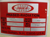 Phase-R Phased-Radiation rating plate: Model Power Supply, Serial No. 05-8592, Rated Energy 3KW, Mfg. Date August 1982, New Durham N.H. USA