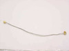 Semi-rigid flexible coaxial cable with SMA-Male straight connector on left and right-angle SMA-Male connector on right, full length view approximately 28cm