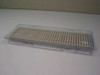 Tyco 1-145154-2 Standard Edge .050 connectors in closed clear plastic storage tray – top view