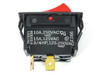 Carling TIGAS1 rocker switch bottom view showing rating plate: 10A 250VAC, 15A 125VAC, 3/4HP 125-250VAC, Made in Mexico, UL and CSA marks