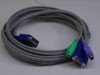 7ft KVM combo cable coiled — VGA HD15 male and dual PS/2 connectors visible at one end