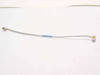 Semi-rigid coaxial cable approximately 11 inches long with right-angle SMA male connectors on both ends and a blue heat-shrink band near center