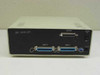 Belkin Auto Switch Plus — rear panel showing one DB25 output port, two DB25 input ports labeled Input 1 and Input 2, power on/off switch, and AC power inlet