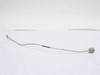 Semi-rigid coaxial cable full length view showing angled SMA male connector at left end and N-type female bulkhead connector at right end