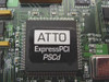 ATTO ExpressPCI PSCd main controller chip close-up showing ATTO ExpressPCI PSCd markings on large BGA IC
