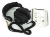 Labtec C-184 over-ear headphones with coiled cord, gold-plated 1/4" adapter, and user manual – three-quarter front view on white background