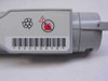 Xerox 016-2001-00 Cyan Toner Cartridge – end cap view showing barcode and recycling/hazard symbols