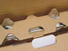 Interior of open CEB92CR toner cartridge box showing corrugated cardboard insert and foil-wrapped cartridge seated inside