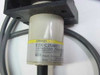 Omron E2K-C25ME1 Capacitive Proximity Switch — label detail showing model, NPN/NO output type, 200mA rating, Brown/Black/Blue wire color coding