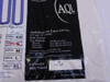AQL NF312 black label close-up showing ambidextrous latex gloves specs, ASTM D3578-77 test methods, lot number, batch number, Product of Malaysia