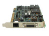 Danpex EN-2000T ISA NIC – angled bracket-end view showing RJ45 port, AUI DB15 port, and green LED indicator on the card bracket