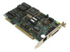 Danpex EN-2000T 16-bit ISA network card – angled top view showing full PCB layout with Winbond main chip, memory ICs, RJ45 port, and AUI DB15 connector on bracket