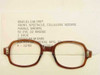 USS 6540-01-146-7807 military eyeglass frame front, brown cellulose acetate, female, shown with NSN and SP0200-94-M-EA90 contract label – angled view