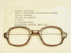 Rochester Optical GI military spectacle front 6540-01-146-7799 brown cellulose acetate 48-24 shown with label, front view