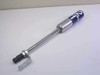 Patlite STF-V Signal Tower flashing light module – full side view showing chrome tower body, blue cap, and round multi-pin base connector