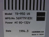 Horiba TD-950 US rating plate label showing Model TD-950 US, MFG No. 569779183C, Power AC 90-132V, Date 1994.3, Made in Japan