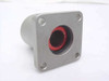 Pacific Bearing SFP08 linear flange bearing – top-front angle view showing square flange and bore seal