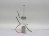 TMA quartz sample holder assembly — full view showing glass tube, stainless steel base, red and black lead wires, and small sensor clip, white background