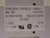 Entrelec GMU 20D rating plate close-up showing model, MPN 010272901, UL/CSA ratings, 1 pole, 50/60Hz, date code 12/95