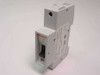 Entrelec GMU 20D 010272901 DIN rail circuit breaker front view with toggle switch in OFF position