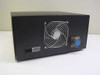 HD-244.8-A rear panel showing IEC AC inlet, large cooling fan, and multi-pin circular output connector
