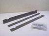 Quality Metal Products EDIE496-70 — gray anchor bracket and two mounting rails laid flat, hardware bag to the right