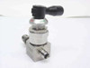 Parker 4Z(A)-DPQ4K-SSP-PP stainless steel ball valve – opposite side view showing OPEN/CLOSED indicator markings on valve body and Parker logo label
