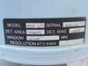 Data plate on Link Systems ETEC A/S detector: Model ETEC A/S, Det. Area 10mm2, Det. Bias -400V, Window 0.008 MM, Resolution at 5.9 keV