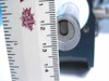 Ruler measurement showing detector snout window diameter at approximately 12–13mm scale reference