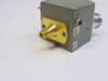 HP Format 1C SPDT latching coaxial switch – opposite side view showing gold SMA-F input port and label tags reading '42'