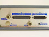 ComStream CM101 rear panel close-up — J1 Ext Ref BNC, J2 Tx/Rx Data D-sub 37-pin, J3 Remote Control D-sub 25-pin, J6 Tx Enable BNC, J7 Tx IF BNC, AT1 Tx Pwr Adj trimmer
