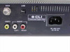 CLI SpectrumSaver rear panel right side close-up — DISH and LNB inputs, CLI Compressed Digital Video label, composite VIDEO and stereo AUDIO RCA outputs, IEC AC power inlet with 90-260VAC 50-60Hz rating