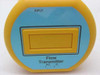 Unbranded Flow Transmitter front face close-up showing INPUT label at top, rectangular indicator panel, and PO R plus/minus adjustment markings
