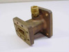 Andrew 55001-90 WR90 Pressure Window Assembly – angled three-quarter view showing rectangular waveguide flange and brass coaxial port on top