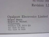 Opalport Electronics Limited address and contact details page showing Revision 1.3 date of 5th October 1992