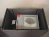 Top-down view inside Egan Visual S2PM cabinet showing 3M 905D overhead projector seated on the lift platform with Fresnel lens and 3M branding visible