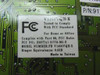 Davicom FB V1456VQH-X modem card — close-up of FCC label showing model number FB V1456VQH-X, FCC ID H8NTA1-31778-M5-E, Part 68 compliance, Made in Taiwan