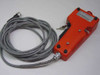 Unimation 3D32488G02 Teach Pendant – rear/bottom view with cable and key attached
