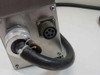 IVS Accuvision 200 – bottom corner detail showing twist-lock power inlet and 5-pin circular connector with attached cable