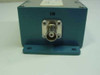 Bessel low pass filter BNC input connector face labeled IN — front view of blue metal enclosure