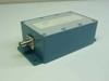 10 MHz 5-Pole Bessel Low Pass Filter blue metal enclosure with BNC output connector and top label — 3/4 front view