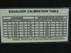 ARD EQ/Filter Equalizer Calibration Table label showing Boost dB and Freq MHz dial settings for Equalizer and Differentiated Output modes