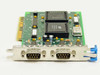 Neotech S2M100 Dual RS-232 MCA Serial Card – angled view of bracket end showing two DB-9 male 9-pin serial ports and blue retention latch