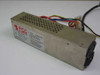PGC PGC-50-K 50W AT slim form factor power supply – front-right angle view showing vented steel housing and cable harness