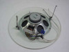 TOA PC-671RV ceiling speaker – bottom view of Lowell 8CW driver with TLM-70 transformer and color-coded wiring leads