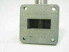 HP H424A Crystal Detector – bottom view of WR-112 waveguide flange opening showing rectangular waveguide aperture and four mounting holes