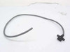 Omron EE-SB5 retro-reflective optocoupler sensor with full gray multi-conductor cable attached, laid flat on white background