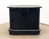 Multimedia TV cabinet – front view with black glass doors closed, showing both door panels and plinth base