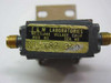 E&M Laboratories S12T82 label alternate angle — model S12T82, serial 340, SMA-F connectors visible on both ends
